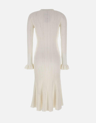 Abito midi in maglia traforata 051MW WHITE SELF-PORTRAIT 