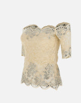 Top in pizzo con micro borchie 25HJTO158PA0170 P105 RABANNE 
