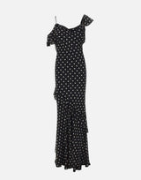 Abito lungo in georgette a pois 176XB BLACK SELF-PORTRAIT 