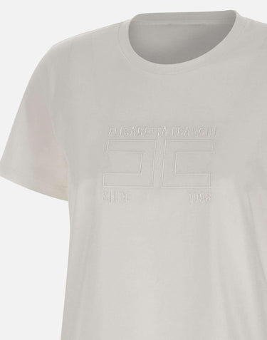 T-shirt in jersey con logo ricamato MA71G61E2 270 ELISABETTA FRANCHI 