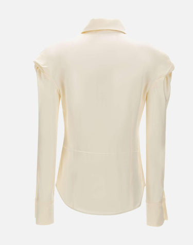 Camicia in raso con nodi 1226WSH007231A IVORY VICTORIA BECKHAM 