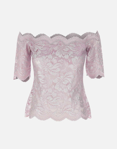"Top in lace with silver induction" 25EJT0097PA0244 M959 RABANNE 