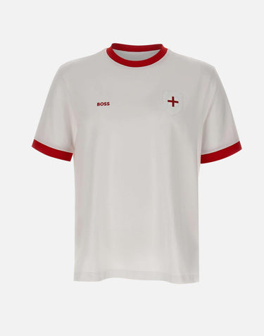 T-shirt in cotone elasticizzato con bandiera 50562134 101 BOSS 