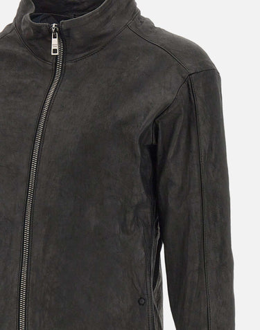 Giacca in pelle GU26F26099VBRUSH NERO GIORGIO BRATO 