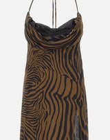 Abito lungo in chiffon con stampa zebrata 2A768A M5179 BLUMARINE 