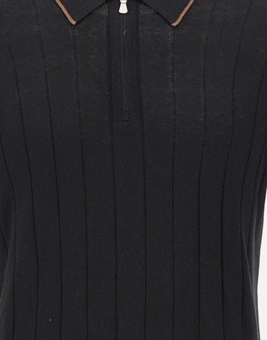Polo in seta con zip 43128 23510099 GRAN SASSO 