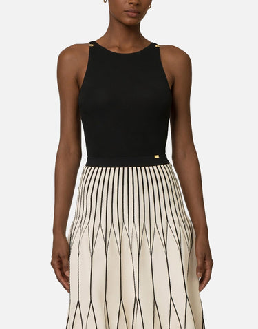 Body in jersey crêpe con dettagli logo BO03462E2 110 ELISABETTA FRANCHI 