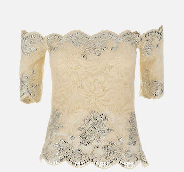 Top in pizzo con micro borchie 25HJTO158PA0170 P105 RABANNE 