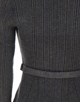 Cardigan a costine con cintura 131TGR GREY SELF-PORTRAIT 