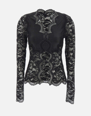 Top in pizzo a maniche lunghe cut-out 26PJT0173PA0170 P001 RABANNE 