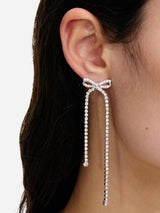 "Crystal Bow Dangle Earrings" 608ESL SILVER SELF-PORTRAIT 