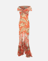 Abito lungo in tulle con motivo floreale WRHA0622 99IAS71X0864 ETRO 