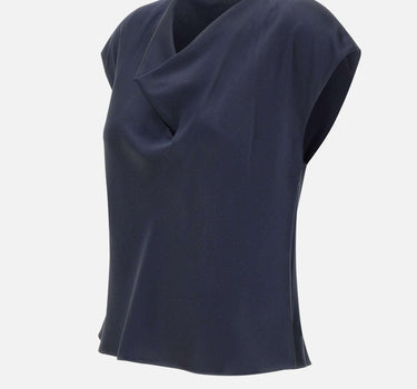 Camicetta in seta con scollo a cappuccio V796112595 403CBL VINCE. 