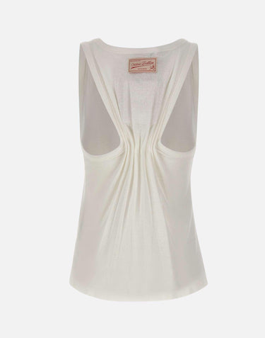 Top in misto cotone e lino 1226JTP007237A WHITE VICTORIA BECKHAM 