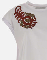 T-shirt con ricamo floreale SP1DK003 1019 KAOS 
