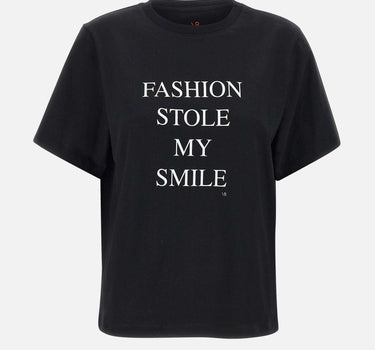 "Fashion Stole My Smile Slogan" 1322JTS004130A BLACK VICTORIA BECKHAM 