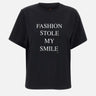 "Fashion Stole My Smile Slogan" 1322JTS004130A BLACK VICTORIA BECKHAM 