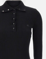 Polo "Classic Rib" 325MPO051FI0001 BLACK COURREGES 