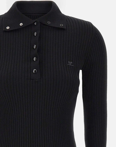 Polo "Classic Rib" 325MPO051FI0001 BLACK COURREGES 