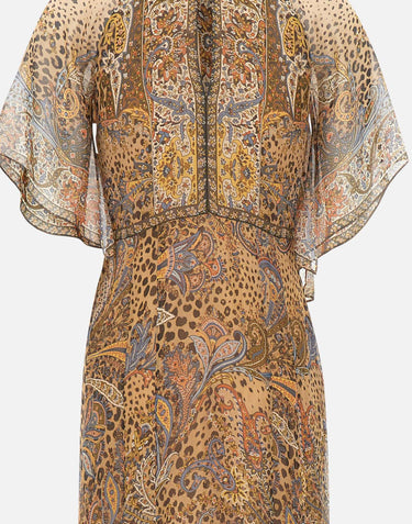 Abito lungo in seta con foulard e motivo paisley animalier WRHA0527 99SP1K8X0826 ETRO 