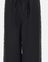 Pantaloni in raso con ricamo gioiello KZ006 BLACK JACQUES WEI 