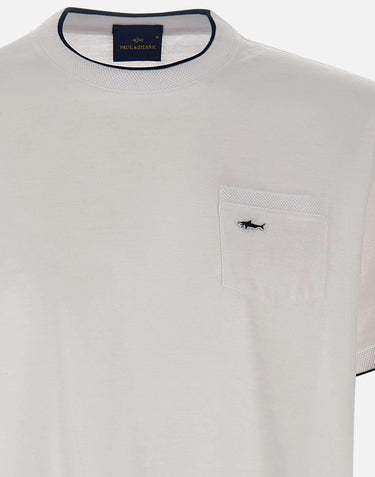 T-shirt in cotone con taschino 25411007 010 PAUL&SHARK 