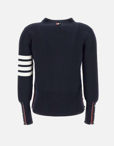 "Milano V neck Classic Cardigan"  in lana merino FKC207A 00014415 THOM BROWNE 