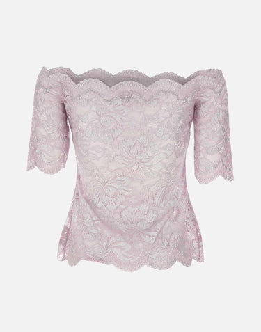 "Top in lace with silver induction" 25EJT0097PA0244 M959 RABANNE 
