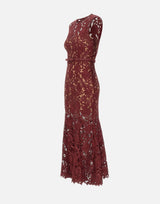 Abito midi in pizzo guipure 167MABU BURGUNDY SELF-PORTRAIT 