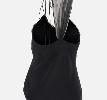Top in seta arricciato 1226WTP007297A BLACK VICTORIA BECKHAM 