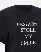 "Fashion Stole My Smile Slogan" 1322JTS004130A BLACK VICTORIA BECKHAM 