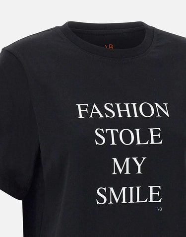 "Fashion Stole My Smile Slogan" 1322JTS004130A BLACK VICTORIA BECKHAM 
