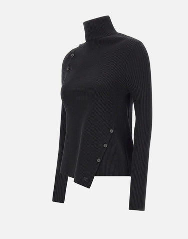 "Oblique butonned sweater" 425MPU258FI0001 BLACK COURREGES 
