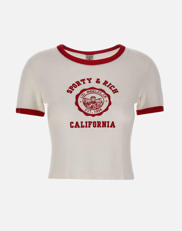 T-shirt "California Emblem Soft Ringer" TO073710509WH52 WHITE SPORTY & RICH 