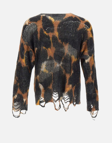 Maxi maglione leopardato con strappi F5LAMAJP065 570 LANEUS 