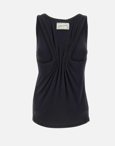 Top in misto cotone e lino 1226JTP007237A BLACK VICTORIA BECKHAM 