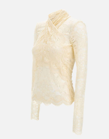 Top in pizzo a maniche lunghe 26PJT0174PA0170 P105 RABANNE 