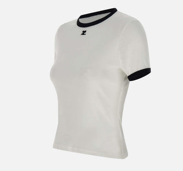 T-shirt "Signature contrast" VESJTS017JS0070 WHTBLK COURREGES 