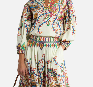 Blusa in cotone con stampa paisley floreale WRJA0088 99SP5I1X0800 ETRO 