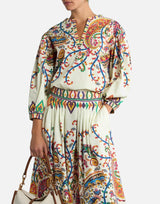Blusa in cotone con stampa paisley floreale WRJA0088 99SP5I1X0800 ETRO 