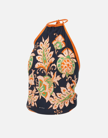 Top in seta con scollo all'americana e motivo paisley floreale WRJA0147 AKI89X0884 ETRO 