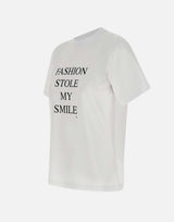 "Fashion Stole My Smile Slogan" 1322JTS004130A WHITE VICTORIA BECKHAM 