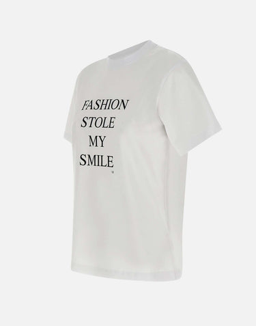"Fashion Stole My Smile Slogan" 1322JTS004130A WHITE VICTORIA BECKHAM 
