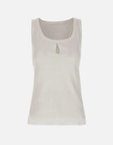 Top in misto cotone e lino 1226JTP007237A WHITE VICTORIA BECKHAM 