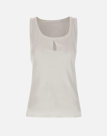 Top in misto cotone e lino 1226JTP007237A WHITE VICTORIA BECKHAM 