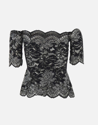 Top in pizzo con micro borchie 25HJTO158PA0170 P001 RABANNE 