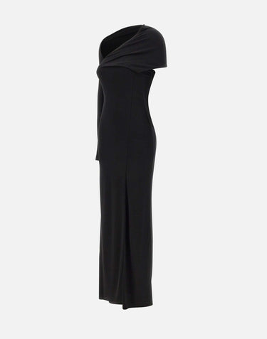 "One Shoulder Crepe Jersey Dress" 425JR0735JS0145 BLACK COURREGES 