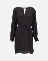 Abito nero animalier MF5317T082A 22222 LIU-JO 