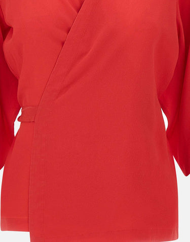 Blusa incrociata in crêpe di seta 191568 185 KANGRA 