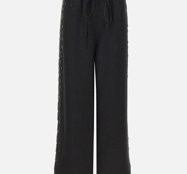 Pantaloni in raso con ricamo gioiello KZ006 BLACK JACQUES WEI 